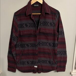 The Hundreds Maroon and Charcoal Striped Shirt